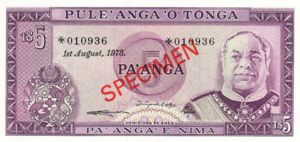 Tonga, 5 PaAnga, CS1