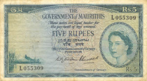 Mauritius, 5 Rupee, P27 sign.2