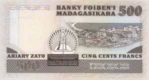 Madagascar, 100/500 Ariary/Franc, P67b