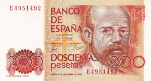 Spain, 200 Peseta, P156