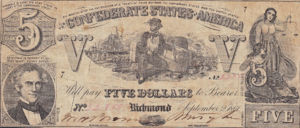 Confederate States of America, 5 Dollar, P20b