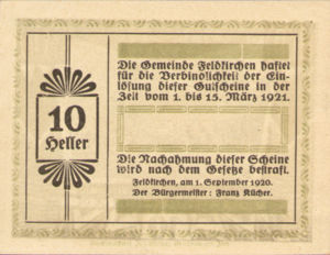Austria, 10 Heller, FS 196e