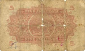 East Africa, 5 Shilling, P28a v1, B217a