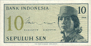 Indonesia, 10 Sen, P92