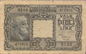 Italy, 10 Lira, P32a v1