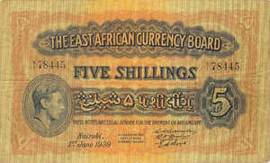East Africa, 5 Shilling, P28a v3, B217c1
