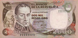 Colombia, 2,000 Peso Oro, P433Aa