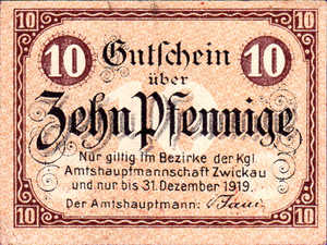 Germany, 10 Pfennig, Z22.1c
