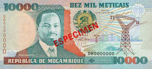 Mozambique, 10,000 Meticais, P137s