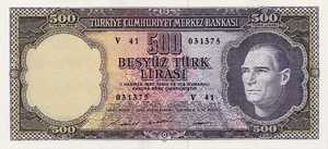 Turkey, 500 Lira, P183, 62