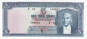 Turkey, 5 Lira, P173a