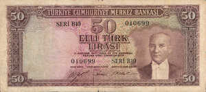 Turkey, 50 Lira, P162a, Lot 2900
