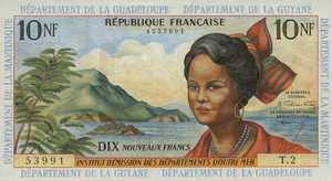 French Antilles, 10 New Franc, P5a