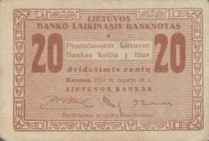 Lithuania, 20 Centu, P3a