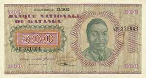Katanga, 500 Franc, P9a