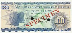 Rwanda - Burundi, 100 Franc, P5s1