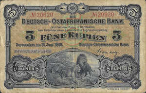 German East Africa, 5 Rupee, P1
