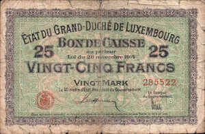 Luxembourg, 25 or 20 Frank/Mark, P24
