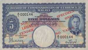 Malaya, 5 Dollar, P5s
