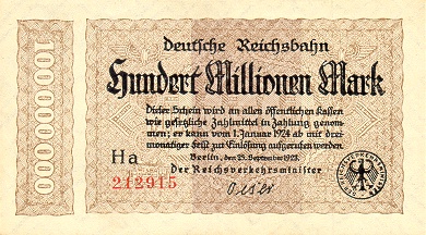 Banknote Index Germany 100000000 Mark S1017a Ha