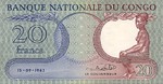 Congo Democratic Republic, 20 Franc, P-0004a