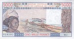 West African States, 5,000 Franc, P-0407Dg