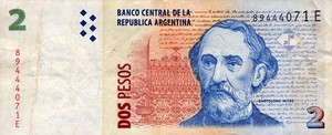 Argentina, 2 Peso, P352 E
