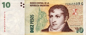 Argentina, 10 Peso, P354 G