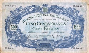 Belgium, 500/100 Francs/Belgas, P109