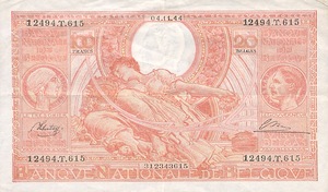 Belgium, 100/20 Francs/Belgas, P113