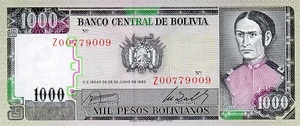 Bolivia, 1,000 Peso Boliviano, P167r