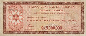 Bolivia, 5,000,000 Peso Boliviano, P193a