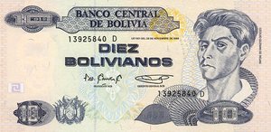 Bolivia, 10 Boliviano, P218