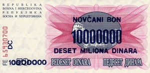 Bosnia and Herzegovina, 10,000,000 Dinar, P36