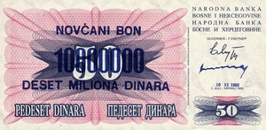 Bosnia and Herzegovina, 10,000,000 Dinar, P36