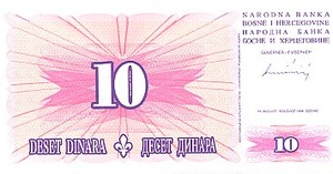 Bosnia and Herzegovina, 10 Dinar, P41a