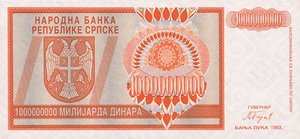 Bosnia and Herzegovina, 1,000,000,000 Dinar, P147a