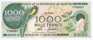 Burundi, 1,000 Franc, P31d v3