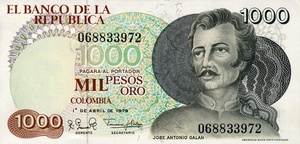 Colombia, 1,000 Peso Oro, P421a
