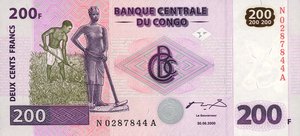 Congo Democratic Republic, 200 Franc, P95a