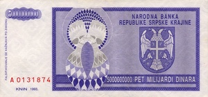 Croatia, 5,000,000,000 Dinar, R18a
