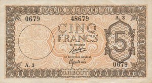 French Somaliland, 5 Franc, P14