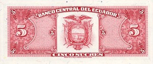 Ecuador, 5 Sucre, P113d Sign.1