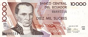 Ecuador, 10,000 Sucre, P127a Sign.2