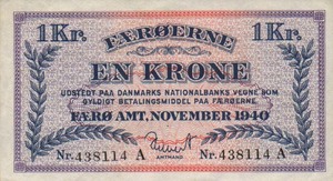 Faeroe Islands, 1 Krone, P9