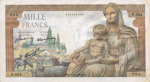 France, 1,000 Franc, P102