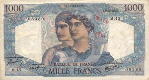 France, 1,000 Franc, P130a