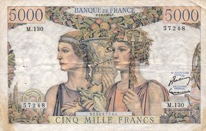 France, 5,000 Franc, P131c