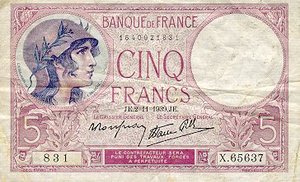 France, 5 Franc, P83