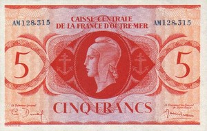 French Equatorial Africa, 5 Franc, P15a